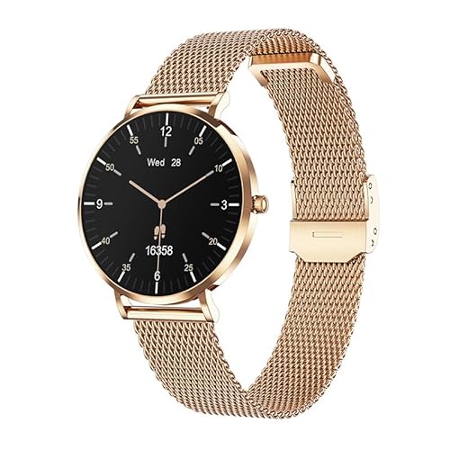 mivora Eleganza Mini Smartwatch，Fitness Tracker mit Herzfrequenzmessung, Kalender, Kamera-Steuerung, Schrittzähler, Schlafanalyse, kompatibel mit Android & iOS (Gold) von AngLink