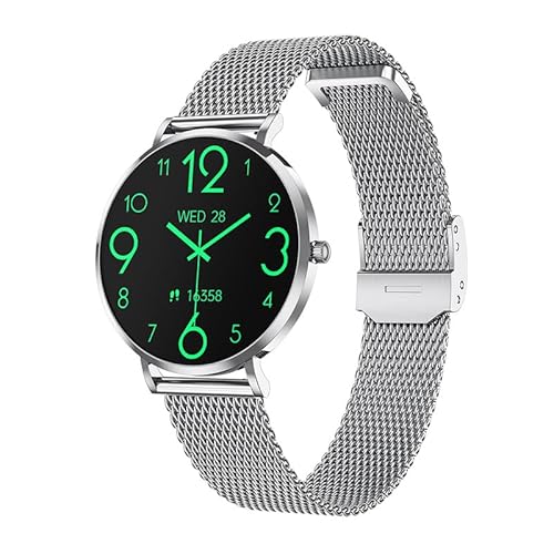 mivora Eleganza Mini Smartwatch，Fitness Tracker mit Herzfrequenzmessung, Kalender, Kamera-Steuerung, Schrittzähler, Schlafanalyse, kompatibel mit Android & iOS (Silber) von AngLink