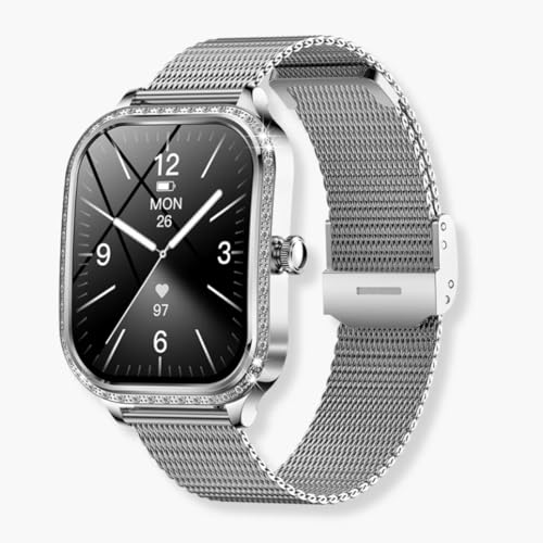 mivora Mirenza Smartwatch，Fitness Tracker mit Herzfrequenzmessung, Kalender, Kamera-Steuerung, Schrittzähler, Schlafanalyse, kompatibel mit Android & iOS (Silber) von AngLink