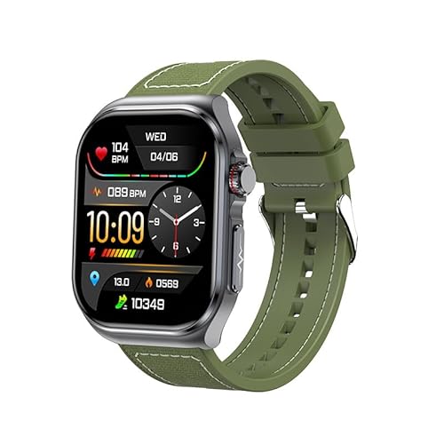practs FITWatch PRO 2 Intelligente Smartwatch，Fitness Tracker mit Herzfrequenzmessung, Kalender, Kamera-Steuerung, Schrittzähler, Schlafanalyse, kompatibel mit Android & iOS (Grün) von AngLink