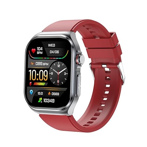 practs FITWatch PRO 2 Intelligente Smartwatch，Fitness Tracker mit Herzfrequenzmessung, Kalender, Kamera-Steuerung, Schrittzähler, Schlafanalyse, kompatibel mit Android & iOS (Rot) von AngLink