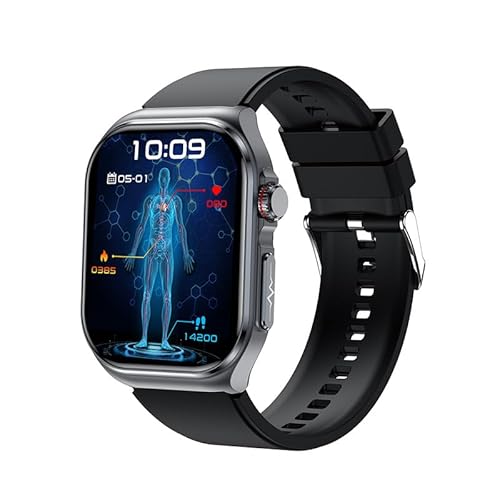 practs FITWatch PRO 2 Intelligente Smartwatch，Fitness Tracker mit Herzfrequenzmessung, Kalender, Kamera-Steuerung, Schrittzähler, Schlafanalyse, kompatibel mit Android & iOS (Schwarz) von AngLink