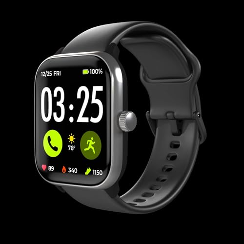 spadeandco Health Smartwatch 4 – Fitnessuhr mit Herzfrequenz- & SpO2-Messung, Schlafanalyse, AMOLED-Display, Anruf- & Kamerasteuerung, wasserdichte Sportuhr für Damen & Herren (Schwarz) von AngLink