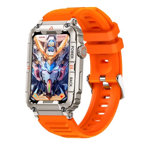 stahlgear Athena - Smartwatch mit Telefonfunktion, 1,81'' Display, Wasserdicht, Aktivitätstracker, Tracker mit Schlafmonitor, Blutdruckmessung, Sportmodi, Android und iOS (Orange) von AngLink