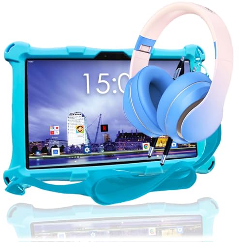 AngelTech Kindertablett XL - 10 Zoll HD - 3 + 4 GB RAM - 32 + 64 GB ROM (Kinderpaket Blau) von AngelTech