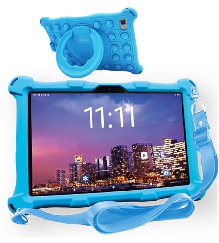 AngelTech Tablet Touchscreen für Kinder XL Pro II – 10 Zoll HD – 4 + 3 GB RAM – 64 + 128 GB ROM – Octa 8 Core (blau) von AngelTech