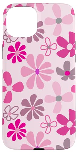 Niedliche rosa Blumen, Retro-Stil der 70er Jahre, Design für Mädchen Hülle für iPhone 15 Plus Niedliche rosa Blumen, Retro-Stil der 70er Jahre, Design für Mädchen Hülle für iPhone 15 Plus von Angela Dow Designs
