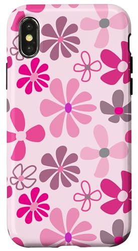 Niedliche rosa Blumen, Retro-Stil der 70er Jahre, Design für Mädchen Hülle für iPhone X/XS Niedliche rosa Blumen, Retro-Stil der 70er Jahre, Design für Mädchen Hülle für iPhone X/XS von Angela Dow Designs