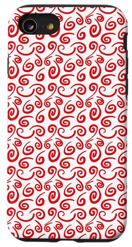 Rot und Weiß abstrakt, Weihnachtsferien, geometrische Wirbel Hülle für iPhone SE (2020) / 7 / 8 von Angela Dow Designs