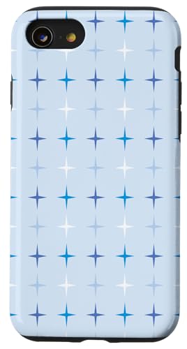Weihnachten in der Mitte des Jahrhunderts, Weihnachtsdesign mit blauen Sternen Hülle für iPhone SE (2020) / 7 / 8 von Angela Dow Designs