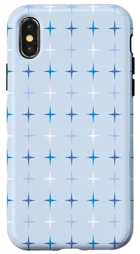 Weihnachten in der Mitte des Jahrhunderts, Weihnachtsdesign mit blauen Sternen Hülle für iPhone X/XS Weihnachten in der Mitte des Jahrhunderts, Weihnachtsdesign mit blauen Sternen Hülle für iPhone X/XS von Angela Dow Designs