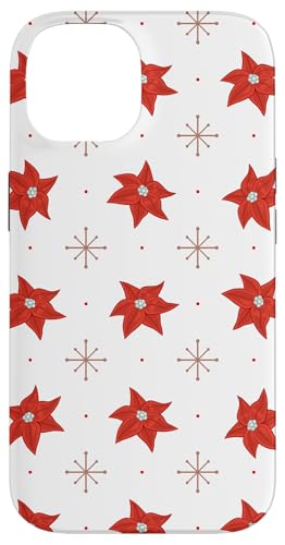 Weihnachtsstern-Blumen-Design, Rot und Weiß Hülle für iPhone 14 von Angela Dow Designs