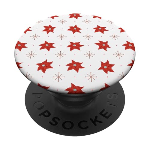 Weihnachtsstern-Blumen-Design, Rot und Weiß PopSockets Klebender PopGrip Weihnachtsstern-Blumen-Design, Rot und Weiß PopSockets Klebender PopGrip von Angela Dow Designs