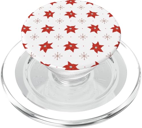 Weihnachtsstern-Blumen-Design, Rot und Weiß PopSockets PopGrip für MagSafe Weihnachtsstern-Blumen-Design, Rot und Weiß PopSockets PopGrip für MagSafe von Angela Dow Designs