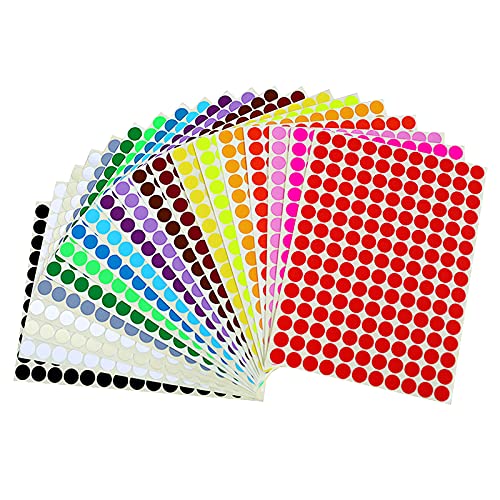 Angelkiss Coloured, 3300 Pieces Round Dot Stickers 10 mm Colour Coding Labels for Home Office Supplies 20 Colours, Papier, Holz von Angelkiss