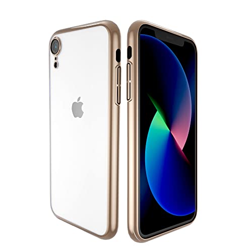 Angelston Kompatible für iPhone XR Hülle, galvanisierte Spiegel-Hartschutzhülle Metallrahmen für iPhone XR, stoßfeste, Kratzfeste Hülle – Gold von Angeston
