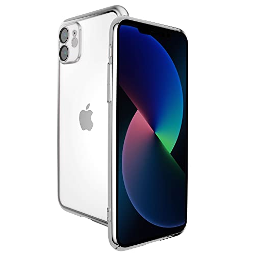 Angeston Hülle kompatible für iPhone 11, galvanisierte Spiegel-Hartschalen-Schutzhülle Metallrahmen für iPhone 11, stoßfeste, Kratzfeste Hülle – Silber von Angeston