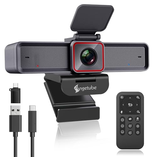 Angetube 4K-Streaming-Webcam mit KI-Tracking, HDR, Dual-AI-Mikrofone mit Geräuschunterdrückung, spezielle Modi, USB3.0-Webcam, ideal für Laptop, Videokamera für Meeting, Konferenzen, Live-Streaming von Angetube