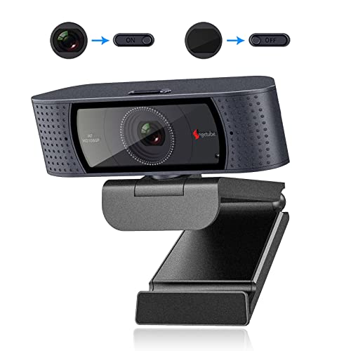 Angetube Webcam mit Mikrofon - 1080P Full HD Streaming Webcam, Autofokus-PC Kamera mit dual Rauschunterdrückung Mikrofonen undeingebauten Schutzabdeckung.Geeignet für Windows,Linux und Mac von Angetube