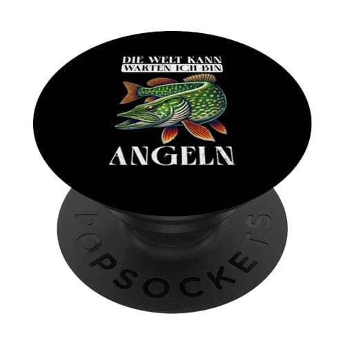 Die Welt Kann Warten Ich Bin Angeln Angelnrute Fischer PopSockets Klebender PopGrip Die Welt Kann Warten Ich Bin Angeln Angelnrute Fischer PopSockets Klebender PopGrip von Angler Fischjäger Angelurlaub Fischer Angelzubehör