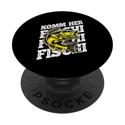 Komm Her Fischi Fischi Fischi Angelrute Köderangeln Fischer PopSockets Klebender PopGrip von Angler Fischjäger Angelurlaub Fischer Angelzubehör