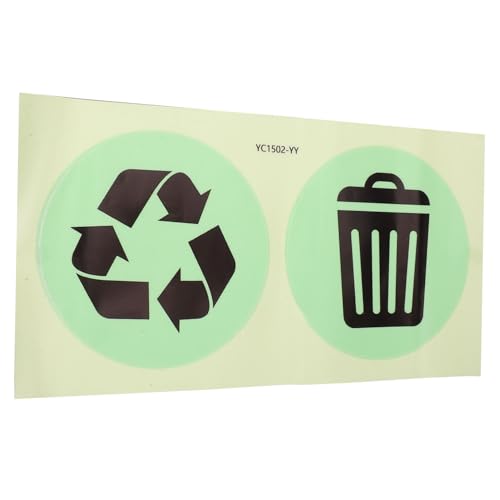 Angoily 1 Blatt Im Dunkeln leuchtende Mülleimeraufkleber Recycling Zeichen recyceln klein UV abfall aufkleber Abfalltrennung Aufkleber Etiketten für Müll selbstklebender Mülleimer PVC von Angoily