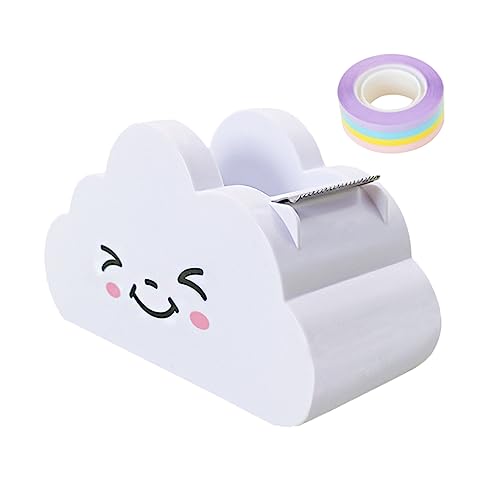 Angoily 1 Satz Bandschneider Regenbogen Klebebandspender Schwarzes Band tape cutter Klebeband-Schneidemaschine schreibtische schreibtisch Papierbandspender Schulbedarf Plastik Weiß von Angoily