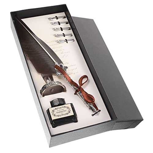 Angoily 1 Satz Dip-stift Tintenstifte Pinselstifte Kalligrafie Tintentauchstift Schreiben Business-kalligraphie-stift Unterschrift Kalligrafie-stift Büro Tintenstift Grey Feder von Angoily