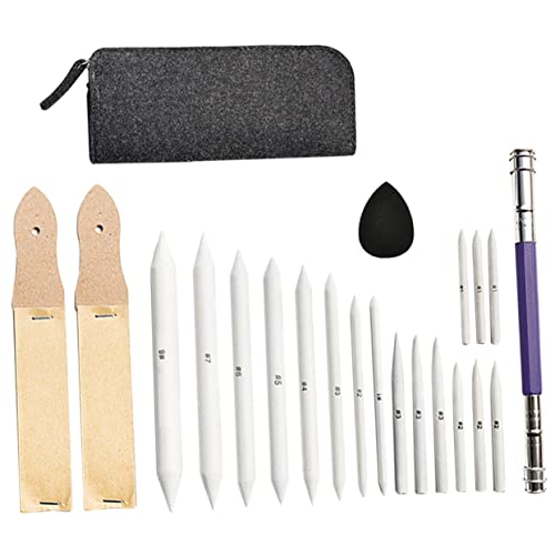 Angoily 1 Satz Papierlöscher-Set Radiergummi Künstler Schattierstifte Bausatz Zeichnung blending tool skizzierstifte schleifpapier Skizzenwischwerkzeug blühende Wischerköpfe Metall Weiß von Angoily