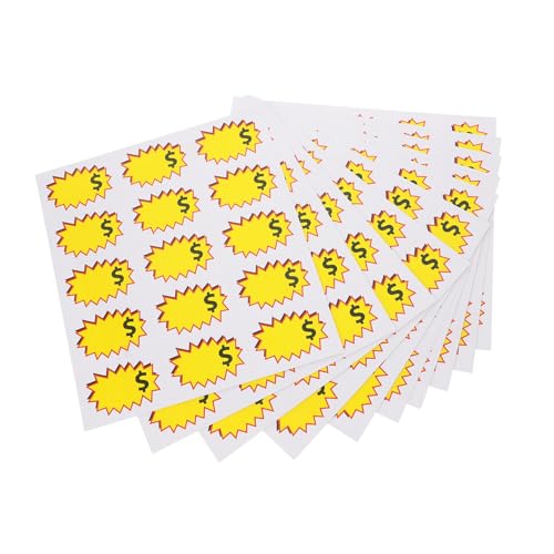 Angoily 10 Blatt Preisaufkleber Preisschilder Preislabels Garagenaufkleber Verkaufsaufkleber für Einzelhandelsgeschäfte speichern Flohmarkt Verkaufspreise pp synthetisches Papier Yellow von Angoily
