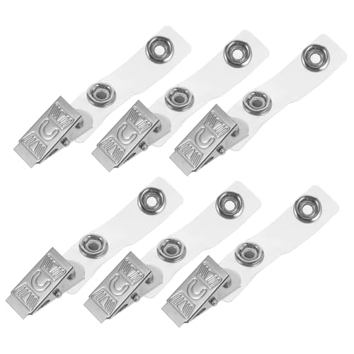 Angoily 100 Stück ID-Ordner kartenclip kartenhalter Namensschild-Clip Abzeichen Klammer Ausweisbefestiger Etikett Lanyardhalter Spule Abzeichenclips mit Riemen Clip für Ausweis PVC Silver von Angoily