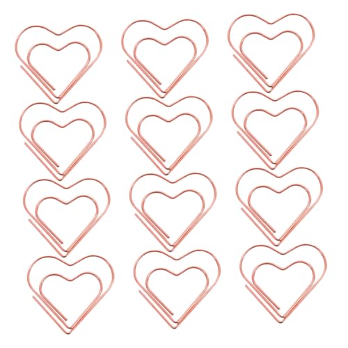 Angoily 100 Stück Liebe Büroklammer Lesezeichen Herz Herzclips Liebe Herzförmige Büroklammern Farbige Büroklammern Klein Kleine Für Papier Süße Bindeklammern Metall Rose Gold von Angoily