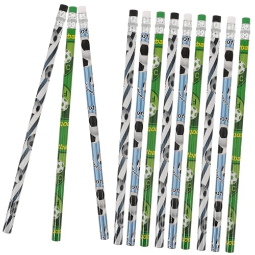 Angoily 12 Stück Fußballbleistift schreibkladde stifte fußball stift offic fußball bleistift log bleistift klein Gummis radiergummi Bleistifte aus Holz Briefpapier hölzern von Angoily
