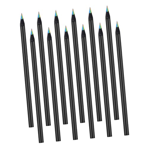 Angoily 12 Stück Schulzeichenstifte farbig Zeichnung Kunststifte Bleistift Buntstifte schulstifte colored pencils drawing pencils wachsstifte bunte Malstifte Malvorlagen hölzern Black von Angoily
