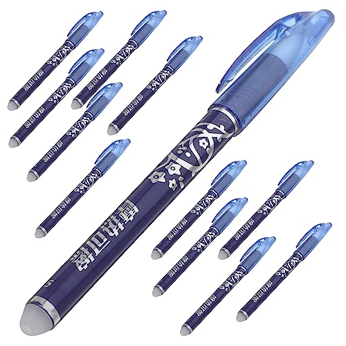 Angoily 12-teiliges Set Löschbares Stiftset Manuskript-handschriftstifte Dünn Stifte Mit Radiergummi Erwachsene Schule Tintenstifte Zum Schreiben Korrektur Blau Stifte Ausradieren Abs Blue von Angoily