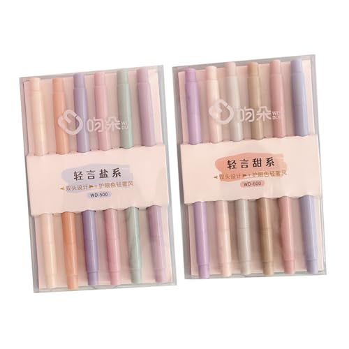 Angoily 12Stücke Praktische Kunstmarker Pastellfarbene Highlighter Stifte Für Schule Und Büro Textmarker Für Notizen Journaling Und Markierungen von Angoily
