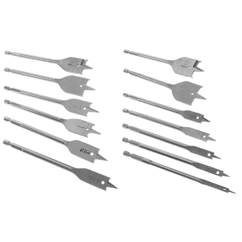 Angoily 13-Teiliges Set Flachbohrer für die Holzbearbeitung Senkbohrer Spatenbohrer 3/8 Bohrer holzbohrer set self centering drill bit lange Bohrer für Holz Handbohrmaschine Stahl Silver Angoily 13-Teiliges Set Flachbohrer für die Holzbearbeitung Senkbohrer Spatenbohrer 3/8 Bohrer holzbohrer set self centering drill bit lange Bohrer für Holz Handbohrmaschine Stahl Silver von Angoily