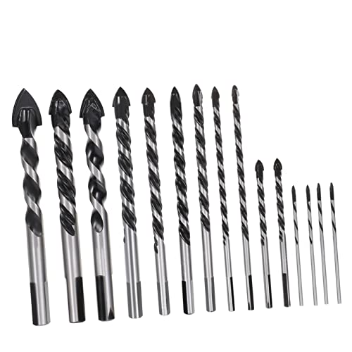 Angoily 15 Stück Multifunktionales Bohrbitset Ziegelbohrer Bohrer für Ziegel Hartmetallbohrer in Industriequalität Bohrer zum Bohren von Fliesen Steinbohrer für Beton Stahl Angoily 15 Stück Multifunktionales Bohrbitset Ziegelbohrer Bohrer für Ziegel Hartmetallbohrer in Industriequalität Bohrer zum Bohren von Fliesen Steinbohrer für Beton Stahl von Angoily