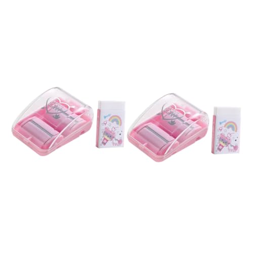 Angoily 2 Sätze Desktop-reiniger Radiergummi Rasierreiniger Kollektor Radiergummirolle Radiergummi Zubehör Haushalt Mini Desktop-radierer-sammler Schreibtisch Krume Klein Plastik Rosa von Angoily