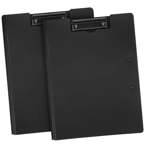 Angoily 2 Stück Doppelter Ordner Professional falten tragbar Klassenzimmerzubehör faltbar Blau Klappbare Klemmbrett Doppelklemmen Ordner Klemmbrett klappbar Büro-Memo-Board Plastik Black von Angoily
