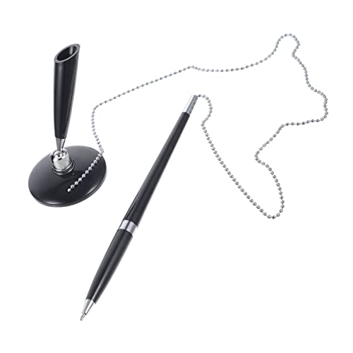 Angoily 2 Stück Gegenschreiber Mit Stiftkette Blau Bußgeld Büro Geformt Schreibtisch Desktop Stifte Mit Karabiner Kugelschreiber Mit Kette Uv Tinte Schlüssel Signaturstift Pp Black von Angoily