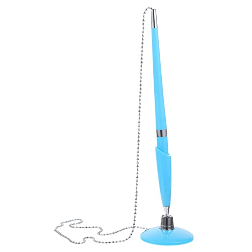 Angoily 2 Stück Gegenschreiber mit Stiftkette Büro Bußgeld Kugelschreiber feine Spitze Party schreibutensilien office desk accessories Counter-Business-Stift Tisch stehender Stift Blue von Angoily