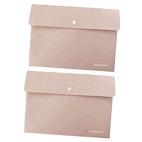 Angoily 2 Stück Halter Dokument Lagerung farbig Zwei-Taschen-Ordner Taschenordner aufbewahrungssack storage pockets briefumschläge Aktentaschen mit Schnalle Button Office-Dateiordner Rosa von Angoily