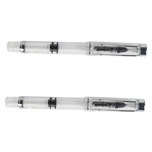 Angoily 2 Stück Kolbenfüllender Gelstift Kolbengefüllter Stift Schule für Tintenstifte befüllbar gel schreibstifte gel ink pen sign pen Reisestift transparenter Schreibstift Plastik Silver von Angoily