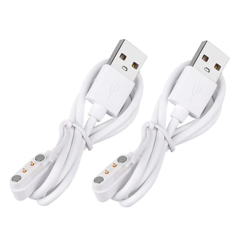 Angoily 2 Stück Ladekabel Anschauen Universelles Ladekabel Für Smartwatches 2-poliges USB-ladekabel Magnetisches USB-Kabel 2-poliges Smartwatch-ladegerät Magnetische Ladeleitung Weiß PVC von Angoily