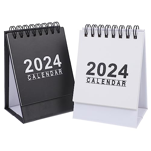 Angoily 2 Stück Mini Tischkalender bürodeko büro dekoration weihnachsgeschenke moon calendar Schreibtisch-Dekoration modern Minikalender 2024 Taschenkalender Tragbare Tischkalender Metall von Angoily