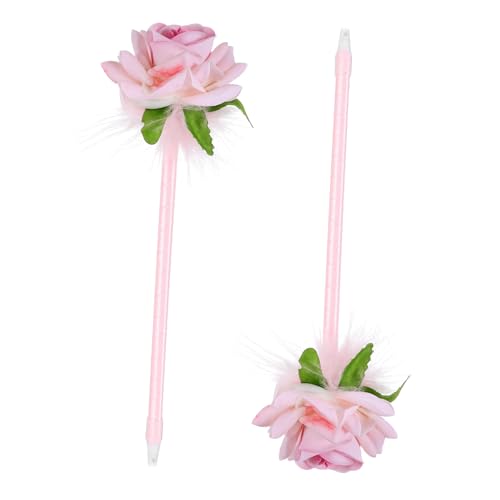 Angoily 2 Stück Rosafarbener Kugelschreiber Schreiben Von Stiften Büro Multipack Rose Blumen- Schüttgutstifte Flipchart Stifte Süße Schreibwaren Kreative Blumenstifte Plastikstift Stoff von Angoily