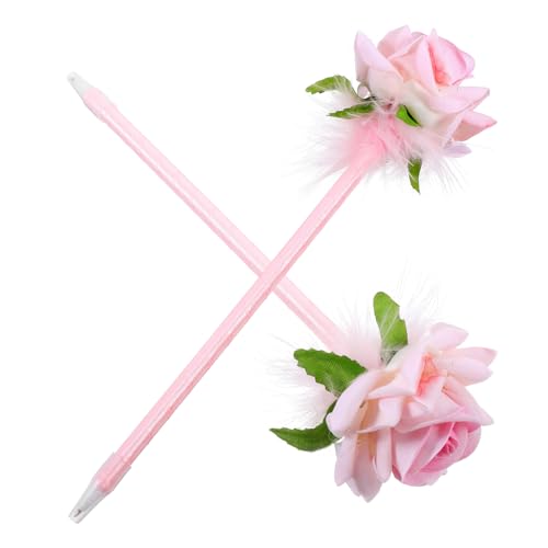 Angoily 2 Stück rosafarbener Kugelschreiber Büro Schreiben von Stiften Rose schreibutensilien office supplies flipchart stifte Stift mit floralem Signierstifte mit Blumenmuster Stoff von Angoily