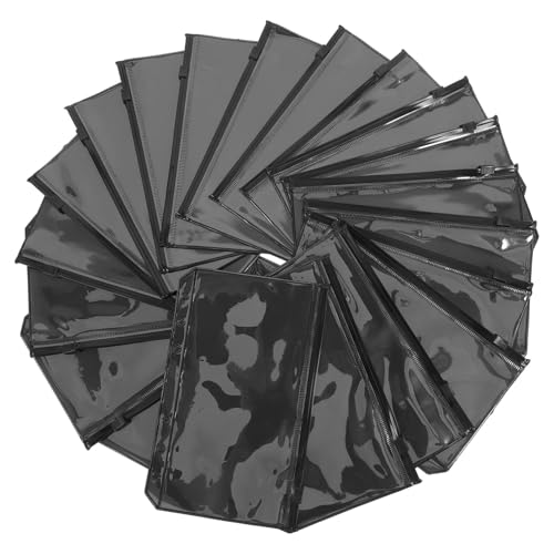 Angoily 20 Stück A6 Reißverschlusstasche 6-loch-ordner Ordner Mit 6 Löchern Taschenordner Datei Visitenkartenbeutel Budget-ordnertasche Ordnertaschen Aus Kunststoff Bindetaschen Black Pvc von Angoily