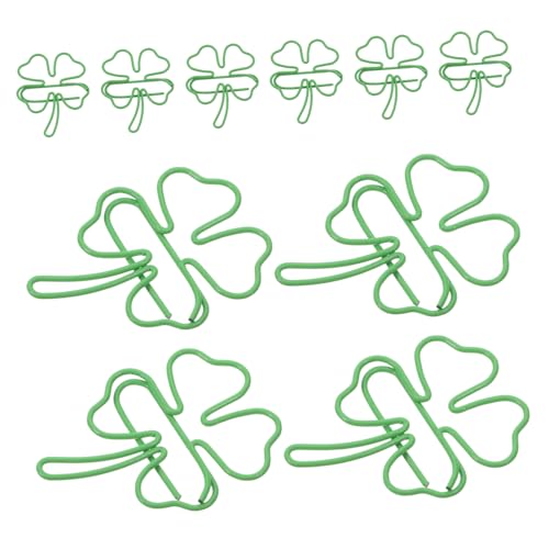 Angoily 20 Stück Büroklammer Mit Vierblättrigem Kleeblatt Lustige Büroklammern Lesezeichen Zum St. Patricks Day Schreibtisch Blattförmige Büroklammer Urlaubsbüroklammern Clip Metall Green von Angoily